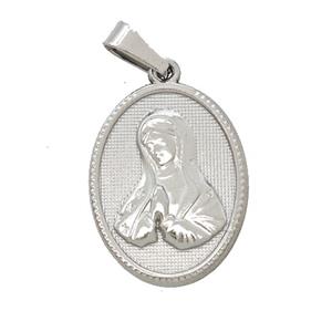 Raw Stainless Steel Virgin Mary Pendant Praying, approx 16-21mm