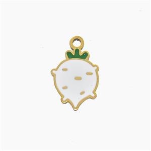 Stainless Steel Radish Pendant White Enamel Gold Plated, approx 9-12mm