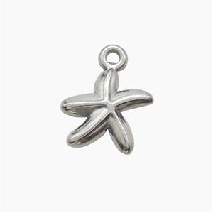 Raw Stainless Steel Starfish Pendant, approx 13-14mm