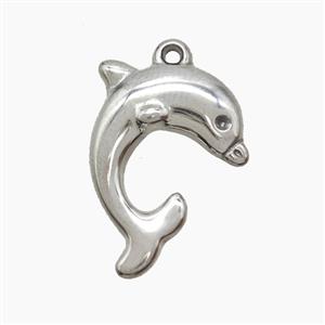Raw Stainless Steel Dolphin Pendant, approx 13-19mm