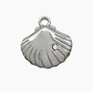 Raw Stainless Steel Scallop Shell Pendant, approx 13-16mm