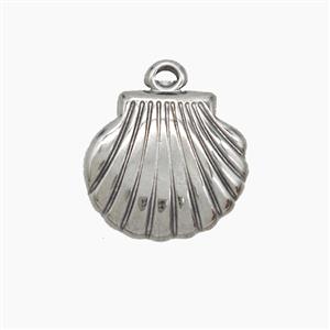 Raw Stainless Steel Scallop Shell Pendant, approx 16mm