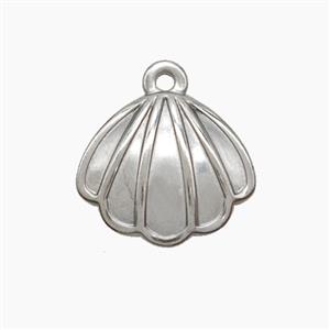 Raw Stainless Steel Scallop Shell Pendant, approx 16mm