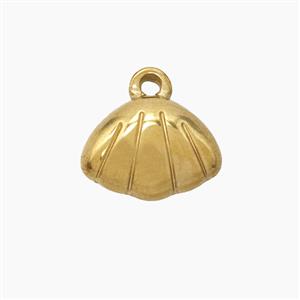 Stainless Steel Scallop Shell Pendant Gold plated, approx 10-13mm