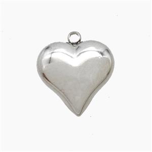 Raw Stainless Steel Heart Pendant, approx 16mm