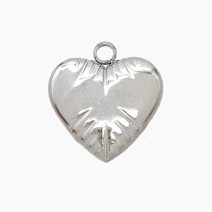 Raw Stainless Steel Heart Pendant, approx 16.5mm