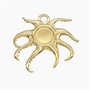 Stainless Steel Octopus Pendant Gold Plated, approx 30mm