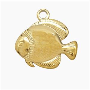 Stainless Steel Fish Pendant Gold Plated, approx 16-19mm