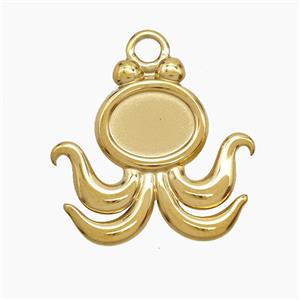 Stainless Steel Octopus Pendant Gold Plated, approx 22-24mm