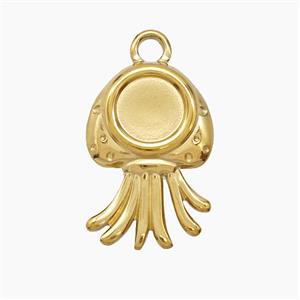Stainless Steel Jellyfish Pendant Gold Plated, approx 15-23mm