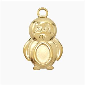 Stainless Steel Penguin Pendant Gold Plated, approx 18-24mm