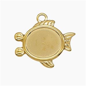 Stainless Steel Fish Pendant Gold Plated, approx 20-25mm