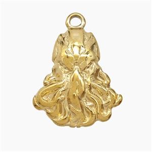 Stainless Steel Octopus Pendant Gold Plated, approx 18-21mm