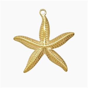 Stainless Steel Starfish Pendant Gold Plated, approx 27mm