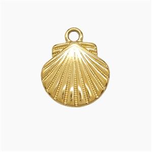 Stainless Steel Scallop Shell Pendant Gold Plated, approx 15mm