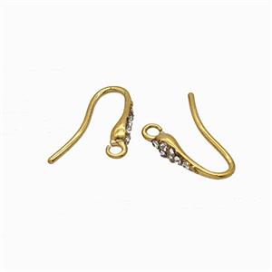 Stainless Steel Hook Earrings Pave Rhinestone Gold Plated, approx 8-16mm