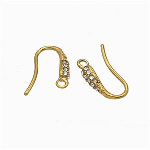 Stainless Steel Hook Earrings Pave Rhinestone Gold Plated, approx 8-16mm