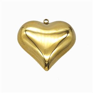 Stainless Steel Heart Pendant Gold Plated, approx 35mm