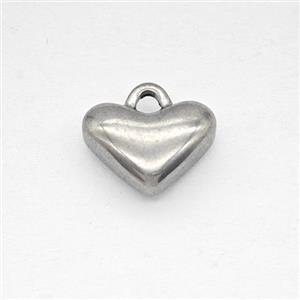 Raw Stainless Steel Heart Pendant, approx 8-12mm