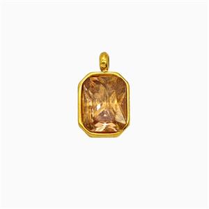 Stainless Steel Pendant Pave Zirconia Gold plated, approx 7.5-9.5mm