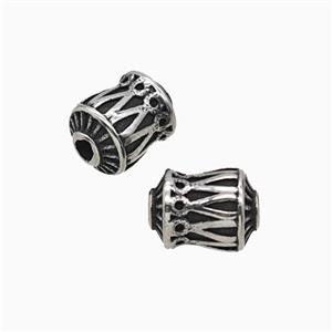 Stainless Steel Lotus Beads Antique Silver, approx 7-10mm