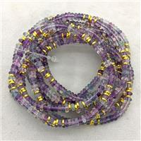 Natural Purple Fluorite Bracelets Stretchy Rondelle, approx 4mm