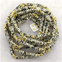 Natural Black Dalmatian Jasper Bracelets Stretchy Rondelle, approx 4mm