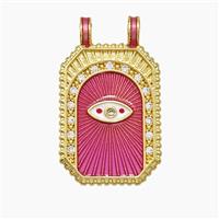 Copper Tarot Card Pendant Pave Zirconia Eye Painted 2loops Gold Plated, approx 18-30mm
