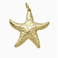 Copper Starfish Pendant Hammered Gold Plated, approx 20mm