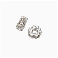 Copper Heishi Beads Pave Zirconia Platinum Plated, approx 6mm