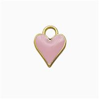 Copper Heart Pendant Pink Enamel Gold Plated, approx 9mm