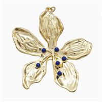 Copper Flower Pendant Pave Resin Gold Plated, approx 40mm