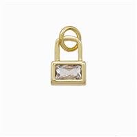 Copper Lock Pendant Pave Zirconia Gold Plated, approx 7-10mm