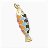 Copper Fish Pendant Multicolor Enamel Gold Plated, approx 8-27mm