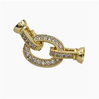 Copper Cordend Clasp Pave Zirconia Gold Plated, approx 12-30mm