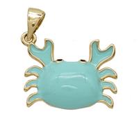 Copper Crab Pendant Turqblue Enamel Gold Plated, approx 14-19mm