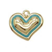 Copper Heart Pendant Teal Enamel Gold Plated, approx 30mm