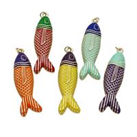 Copper Fish Pendant Enamel Gold Plated Mixed, approx 14-50mm