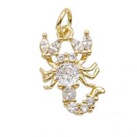 Copper Scorpion Pendant Pave Zirconia Gold Plated, approx 10-15mm