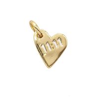 Copper Heart Pendant Double Eleven 11 White Enamel Gold Plated, approx 8-10mm