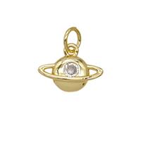 Copper Planet Pendant Pave Zirconia 18K Gold Plated, approx 7-12mm