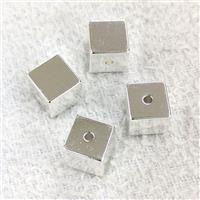 Copper Cube Beads Shiny Silver, approx 10mm