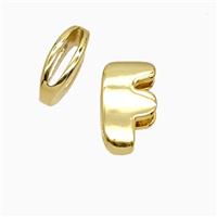 Copper Letter-F Beads Flat Hole Gold Plated, approx 16-20mm, 2-4-16mm hole