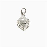 Copper Sacred Heart Pendant Platinum Plated, approx 9-11mm