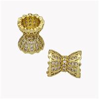 Copper Beadcaps Micropave Zircoonia Gold Plated, approx 10-12.5mm, 3mm hole