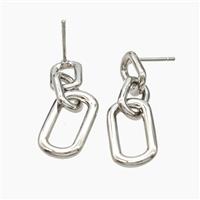 Copper Stud Earrings Platinum Plated, approx 10-25mm