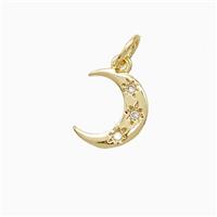 Copper Moon Pendant Pave Zirconia 18K Gold Plated, approx 8-10mm