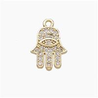 Copper Hamsahand Pendant Pave Zirconia Gold Plated, approx 10-12mm