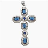 Copper Cross Pendant Pave Zirconia Crystal Glass Platinum Plated, approx 26-42mm