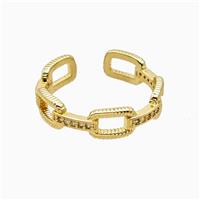 Copper Ring Pave Zirconia 18K Gold Plated, approx 5.5mm, 18mm dia